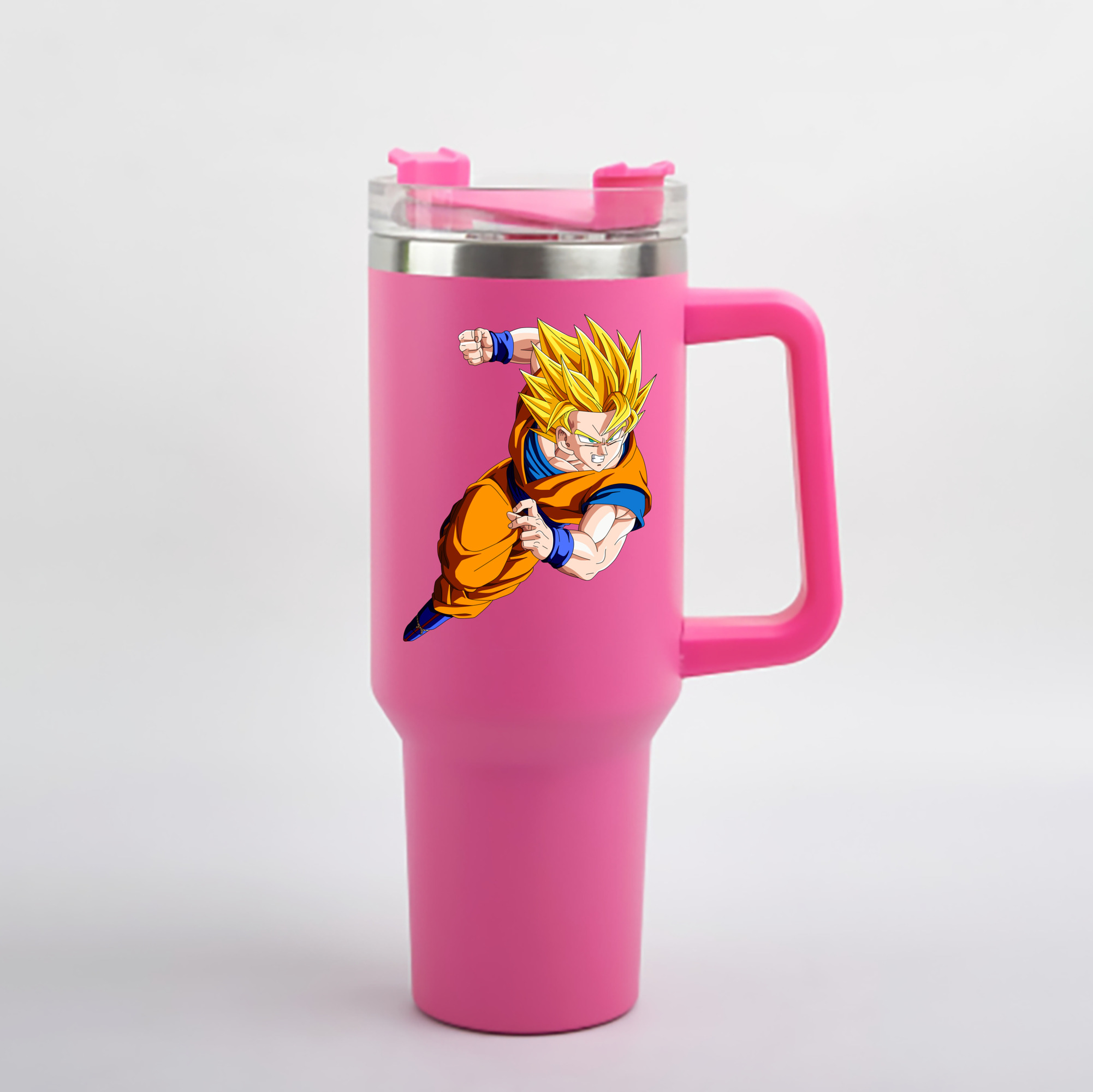 （画像用） ドラゴンボール 孫悟空（そん ごくう）Son Goku カカロット DRAGON BALL Kakarotto 1200mL車用タンブラー - クリスタルステッカー（プラスチックストロー付き）